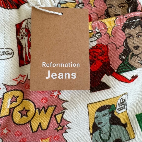 NWT Reformation Comic Book Color High Waisted Straight Jeans Pants Size … - Picture 8 of 16